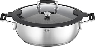 RÖSLE Silence Pro Steamer with Built-In Kitchen Thermometer and Tempered Glass Lid for Optimal Steam Cooking – 18/10 Stain…