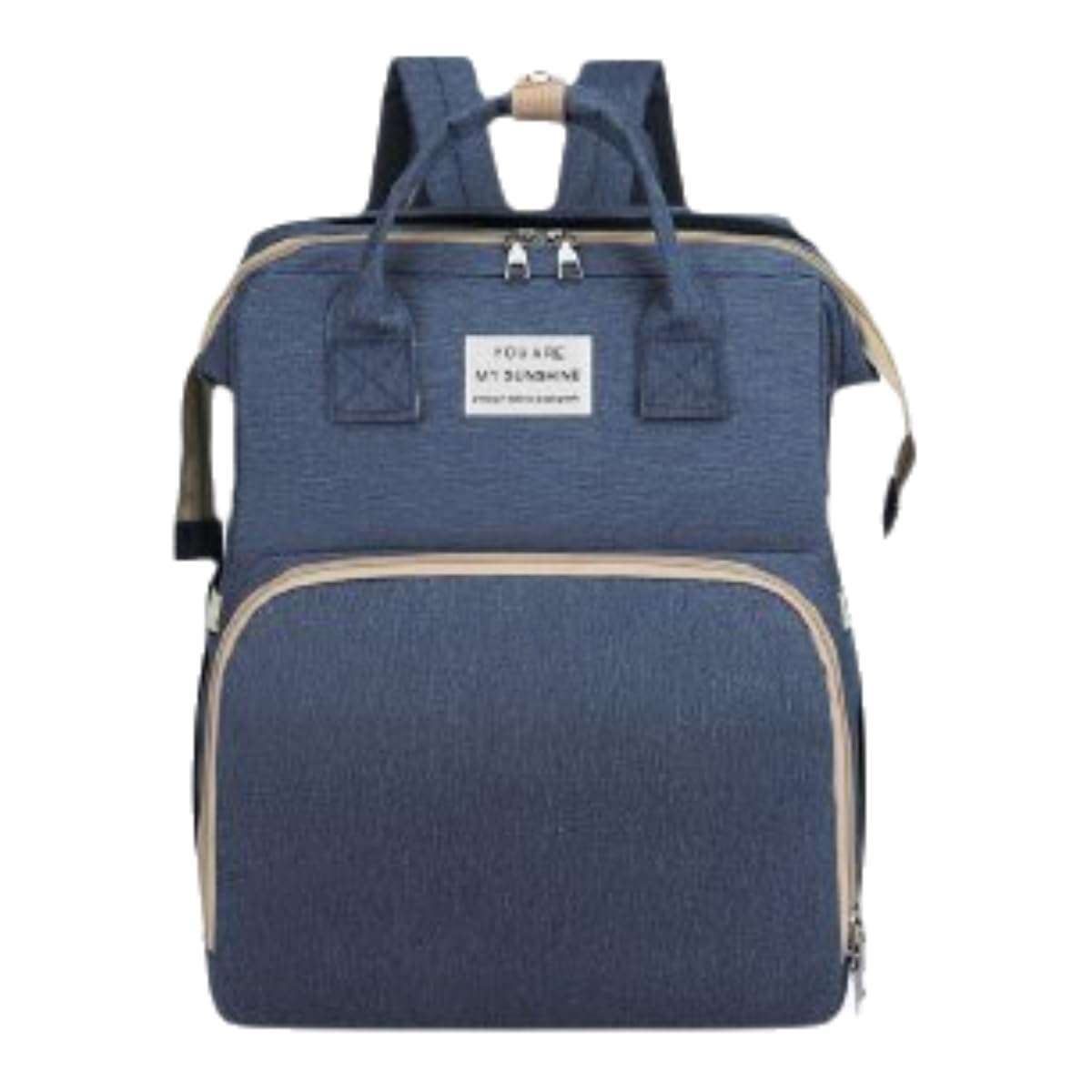 New foldable bed diaper backpack, waterproof and wear-resistant, large capacity, for travel, outings and daily use (Dark blue)