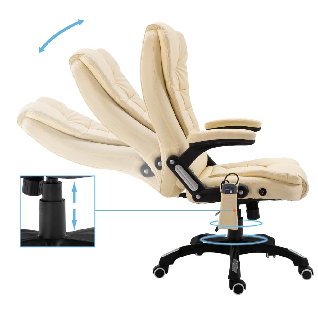 Sedia da ufficio massaggiante, in ecopelle, ergonomica, con 6 punti di massaggio e funzione di riscaldamento, regolabile in altezza, girevole, con telecomando, per stare seduti a lungo in