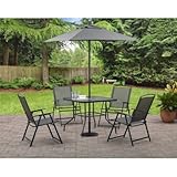 Mainstays Albany Lane 6-Piece Folding Dining Set (Grey) (Grey)