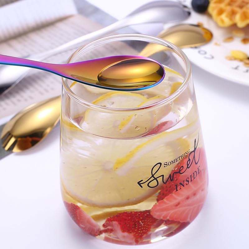 Silverware Flatware Set, 1/4/6/8 Pieces 304 Stainless Steel Double-headed Salad Spoons And Forks, Creative Multi-functional Dual-purpose Spoons (Color : Rose gold, Size : 6Pcs)