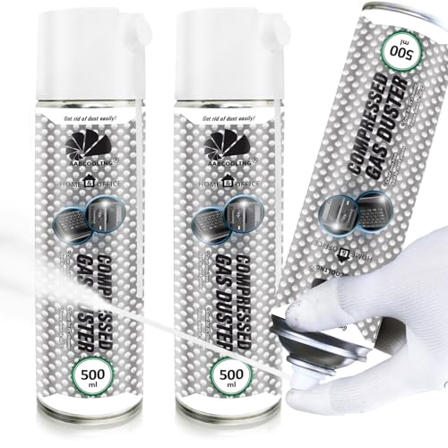 Aabcooling Home&Office Spray Detergenti Motore Compressed Gas Duster 2X 500Ml – Spray Refrigerante, Rimozione Gomma Da Tappeti, Refrigerante -50°C, Ar