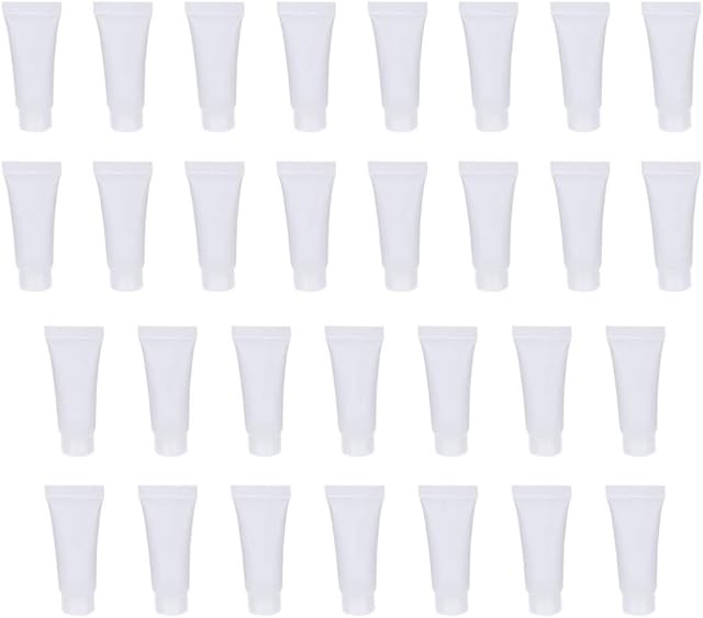 Minkissy 30pcs Empty Cream Tube, Small Toiletry Bottle Squeezable Travel Tube Sets for Shampoo Lotion Cosmetic - 10ml (0.35oz)