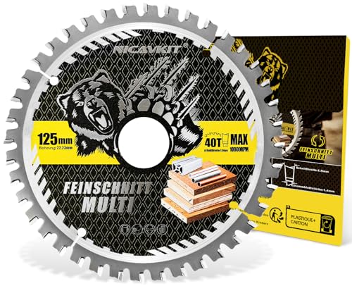 NICAVKIT Hoja de sierra circular de 125 x 22.23 mm de diámetro para madera, metal y aluminio, etc. Disco de Corte multimaterial 125 x 22.23 mm, compatible con Bosch, Makita y Dewalt, etc.