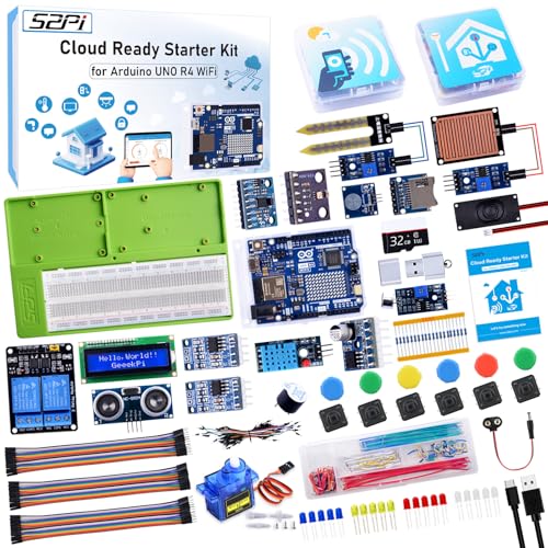 GeeekPi UNO R4 WiFi Ultimate Starter Kit, with Original UNO R4 WiFi, Smart IoT & Basic Sensor Project with Tutorials,Comatible with Arduino IDE,Includes Various Sensors and Accessories