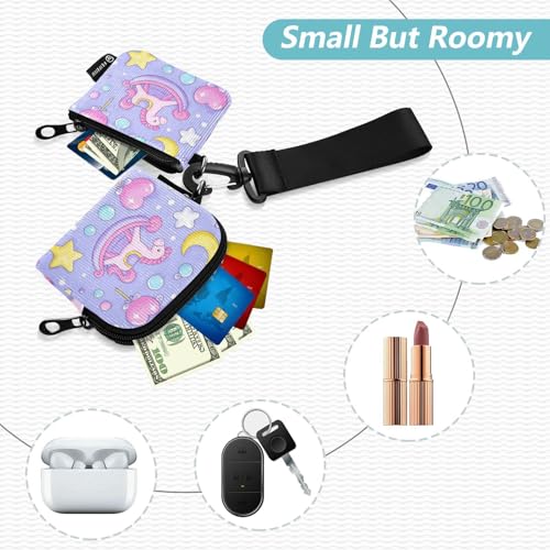 Cute Cartoon Rocking Horse Star Purple Peach Women's Card Cases Change Holder Minimalist Zipper Wallet Coin Bag with Zipper Coin Pocket for Lady 2 Packs tarjetero para Credit2