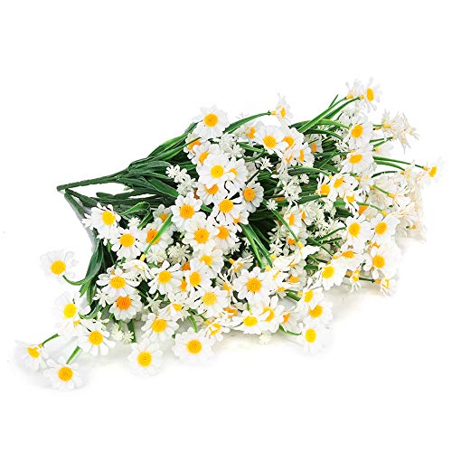 Artbloom 6 Bundles Outdoor Artificial Daisies Fake Flowers Uv Resistant Shrubs, Faux Plastic Greenery For Indoor Outside Hanging Plants Garden Porch Window Box Home Wedding Farmhouse Decor (White) #TOP3