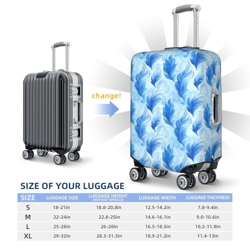 Luggage Cover Protector - Blue Feather 1 Print Fit 25-28 Inch Suitcase Covers for Luggage2