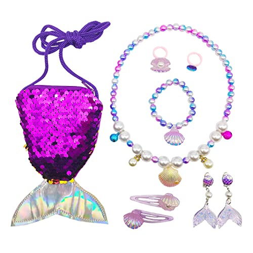 TSHAOUN 9 Piezas Joyas de Sirena Niñas, Juego de Joyas Niñas Contiene Pulseras, Collares,...