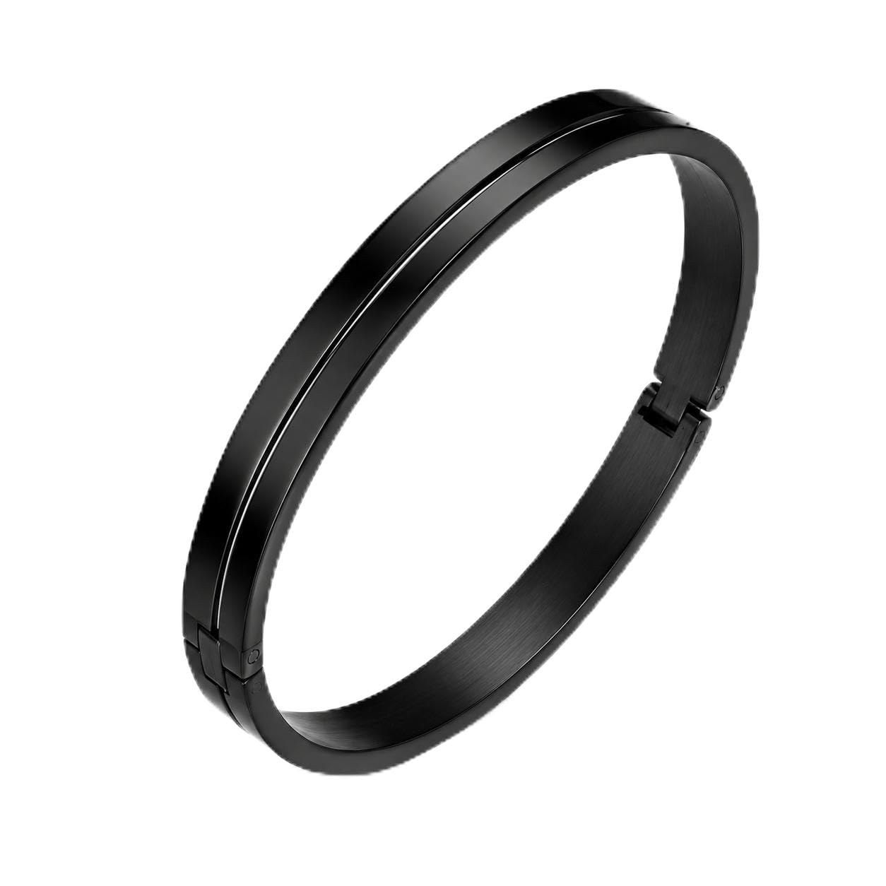 GLOWSTORY Men's Black Stainless Steel Bangle Bracelet, 60mm-picture-53