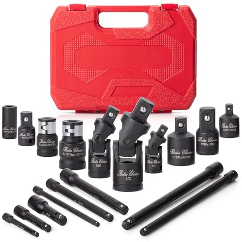 Bates- Impact Socket Extension Set, 18 pcs, Universal Joints & Impact Couplers, Socket Adapter Set, Chrome Vanadium Steel