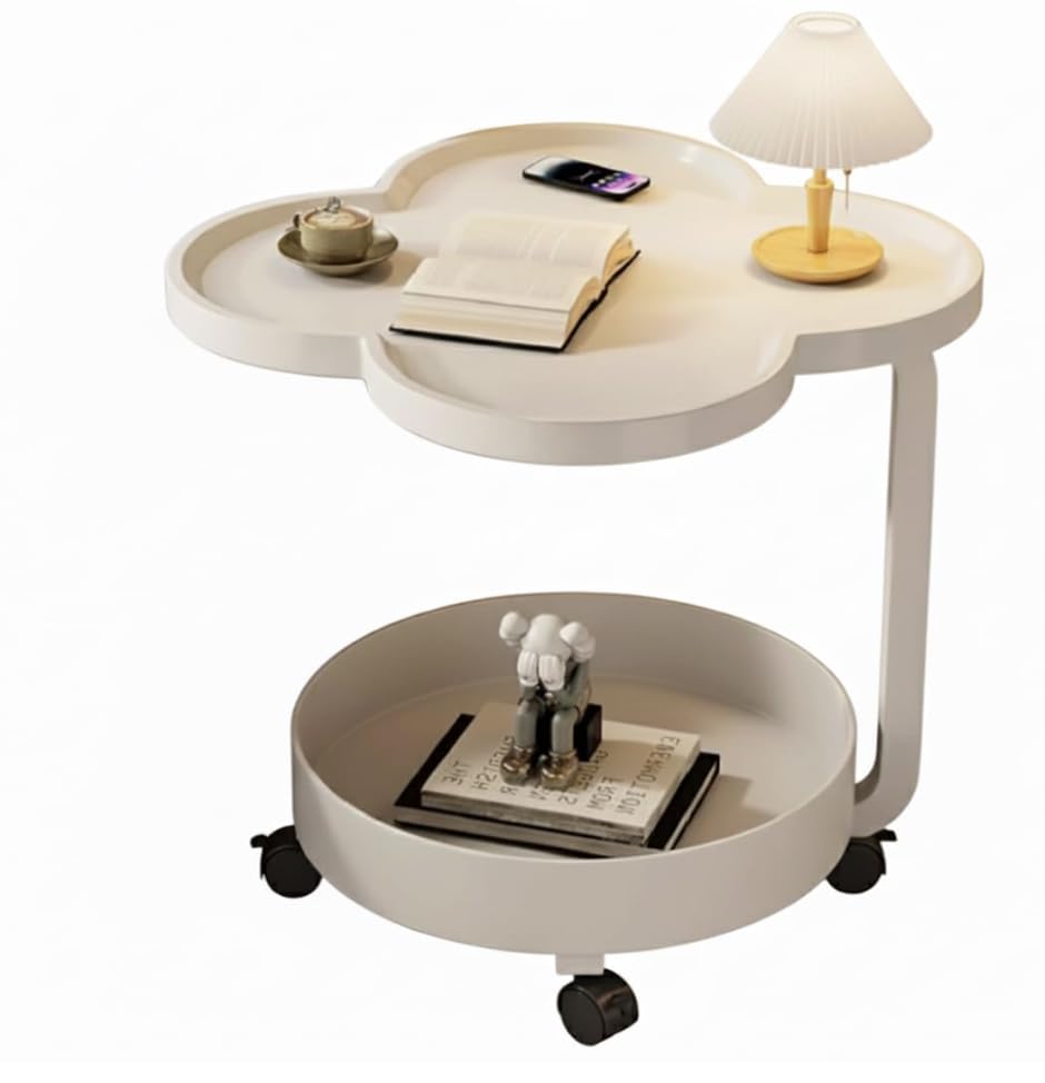Dimensioni Pratiche: Ripiano superiore di 43 cm di larghezza, ripiano inferiore di 35 cm di diametro, altezza totale di 54 cm, perfetto per spazi compatti senza sacrificare la funzionalità
