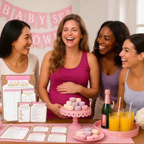 Neatz Baby Shower Games for Girl - 7 Games Instant Fun - Baby Prediction Cards, Guess Who Mommy or Daddy, Word Scramble, Advice Cards, Pictionary, How Big is Mommys Belly, Mason Jar Design by Neatz - Image 4
