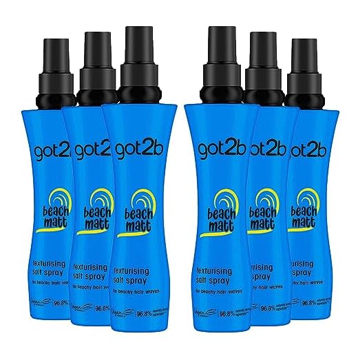 Schwarzkopf got2b Beach Matt Salt Spray, Mittlerer Halt für Texturierung Strandlook Haar, Vegan, 200 ml - 6 Stück