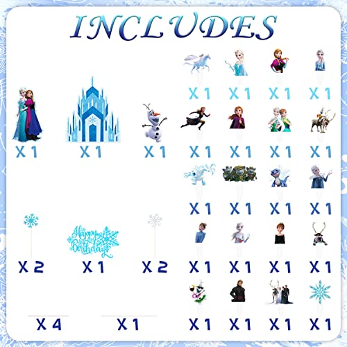 28Pcs Frozen Cake Topper Cupcake Toppers Set, Cake Decorations, Ice Theme Birthday Party Topper For Children #TOP2
