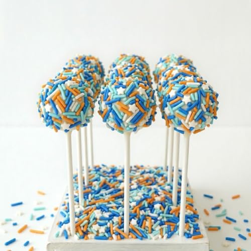 Image of Manvscakes, Blue and Orange dessert Sprinkles, Cake decorations, Chocolate, Fondant baking, Edible sprinkle, Cupcake toppings