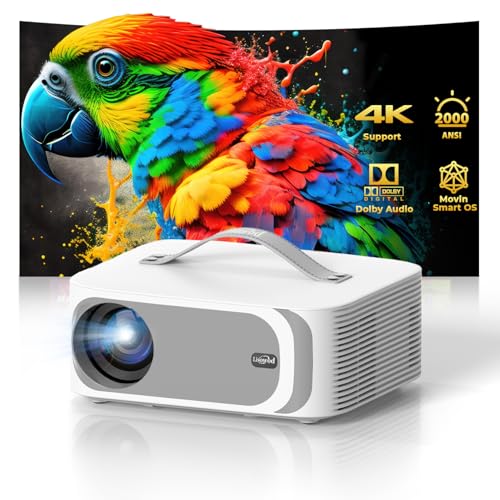 Image of [AI Movin 2.0 OS/2000 ANSI/Official-Apps] Outdoor-Projector-4k with WiFi and Bluetooth, 35W DoIby Audio, AI Auto Focus with HDR10+, Lisowod 4k Support Portable Smart Proyector Compatible with Netflix