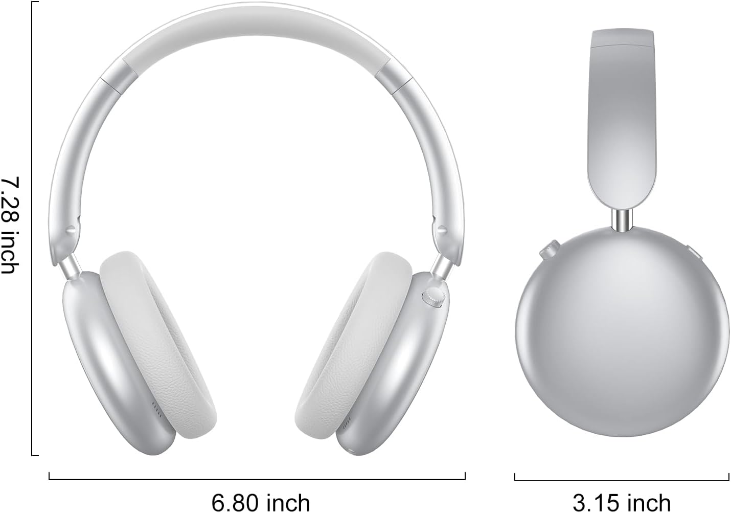 Wentronic Y06 Noise Cancelling Headphones,58H Playtime and 5 EQ Music Modes Wireless Over Ear Bluetooth Headphones with Microphone,Lossless Audio,Multipoint Connection,Foldable,Lightweight,Silver