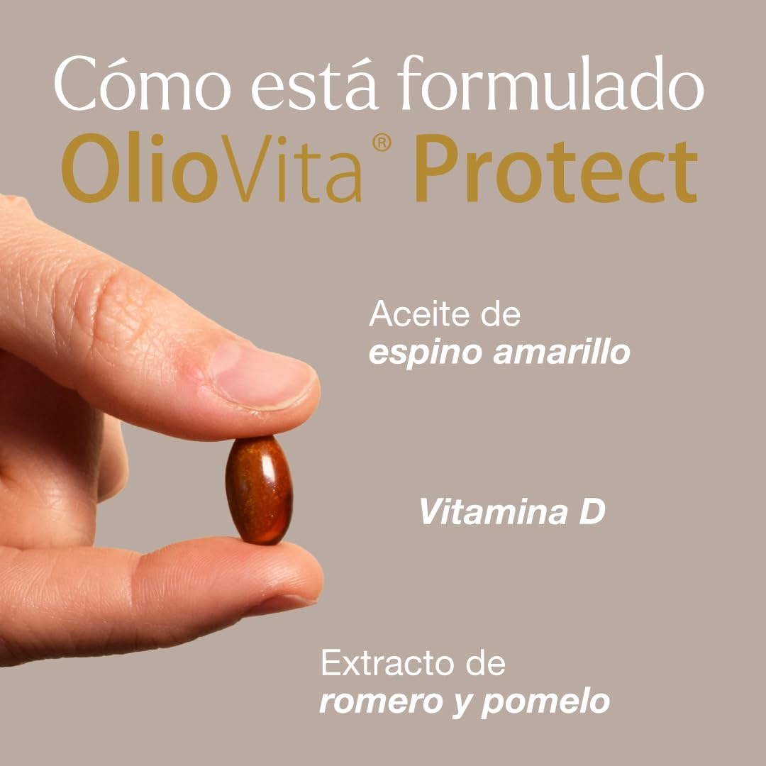 Vitae OlioVita Protect 30 Cápsulas | Fotoprotector con Espino Amarillo | Con Antioxidantes (Extracto de Pomelo y Romero) y Vitamina D | Fotoprotector UVA, UVB | Alergia al Sol, Quemaduras y Manchas