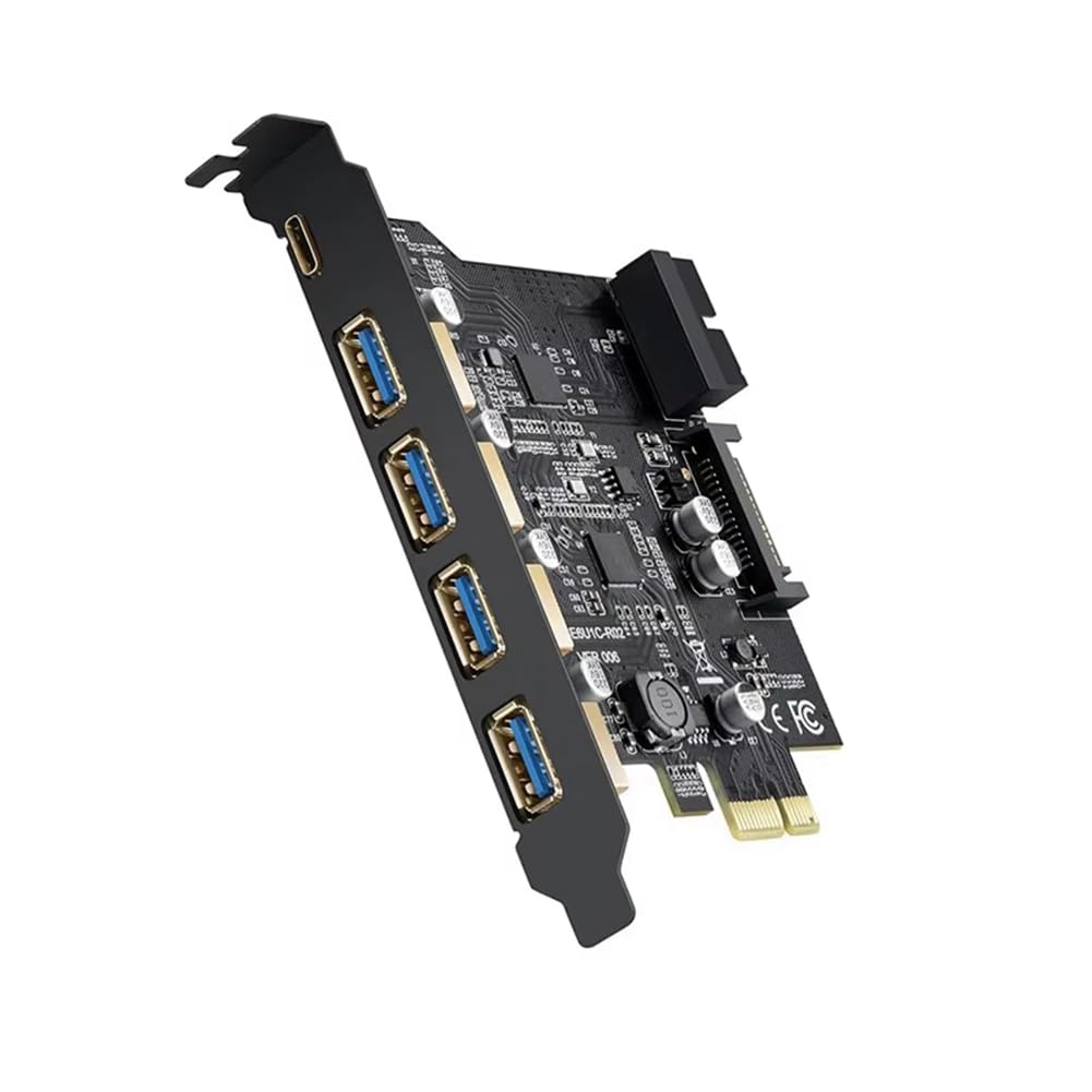 Tarjeta de Expansión PCI-e Tipo C USB 3.0, Adaptador de Tarjeta PCI-e 1x A USB 3.0, 4 Puertos USB 3.0 + 1 Puerto USB 3.1 PCI-e