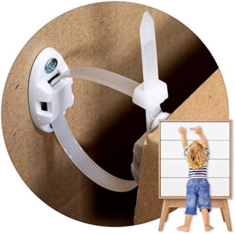 Inaya 12-Pack Heavy-Duty Anti-Tip Furniture Straps- Home Furniture Wall Anchors for Baby Proofing Dressers, Cabinets, Closets, Bookshelves and TVs - Child Safety Earthquake Secure Mount Anchors