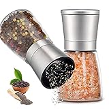 Gufoltie Gewürzmühle 2er Set mit Verstellbarem Keramikmahlwerk Salz und Pfeffermühle aus Hochwertigem Edelstahl Manueller Salzmühle