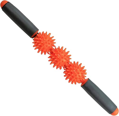 Tiger Tail Palillo de masaje con rodillo muscular de punto de presión, el rodillo puntiagudo, rodillo de 17 pulgadas con tres bolas de pinchos