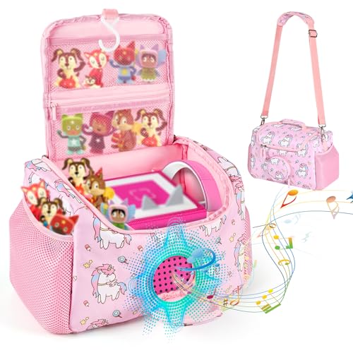 Anewkle Carrying Case for Toniebox/Little Tikes Story Dream Machine Starter Set & Music Player Storage Carrier Bag Adjustable Strap Travel Storage Bag, Pink