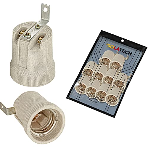 ISOLATECH 10pcs E27 gris zócalo de cerámica con soporte de montaje/soporte exterior (max.250V/4A) bombilla para el hogar instalación en el techo baño cocina nevera zócalo soporte de montaje