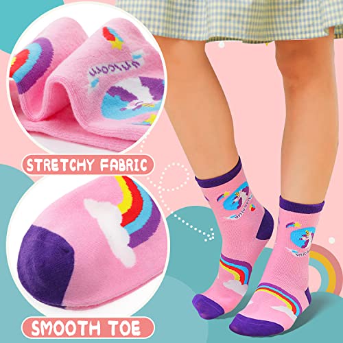 Kids Girls Cotton Socks Gift Soft Novelty Socks Cute Unicorn Pattern 6 Pairs (Animal Unicorn F, 5-8 Y) #TOP3