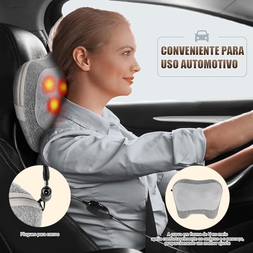 Almofada Massageadora Profissional Shiatsu Lombar 110V-220V, 2 Direções de Massagem, Tempo Inteligen