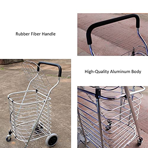 gbgymjm Einkaufstrolley Alu-Einkaufswagen Faltbarer Einkaufstrolley mit Deckel Tragbarer Einkaufstrolley Leichter… – Bild 5