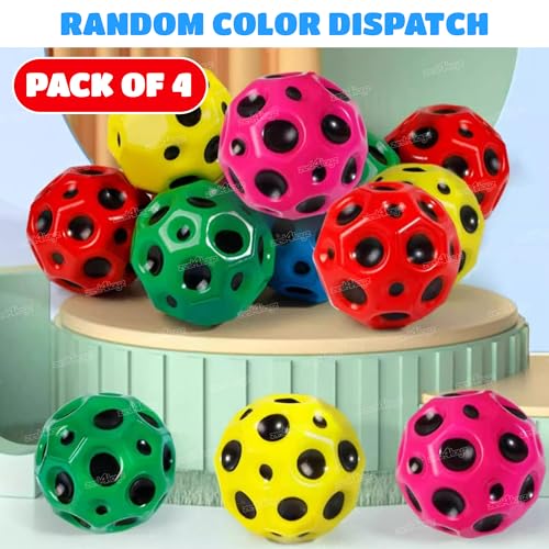 Image of Zest 4 Toyz Bouncing Moon Ball for Kids with Soft Rubber Stress Ball Set Playground Toy Best Gift for Boys and Girl - Pack of 4 (Random Color)