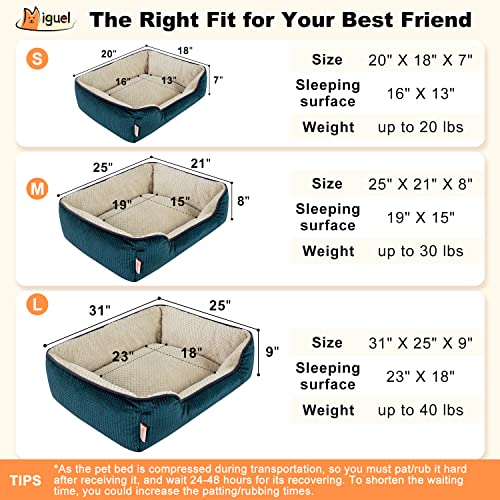 Miguel Rectangle Dog Bed For Medium Dog With Removable Cover - Cat Bed For Indoor Cats Washable Bolster Soft Cuddle Puppy Kitten Bed With Supportive Side Wall Slip-Resistant Bottom, Blue 25 Inches #TOP1