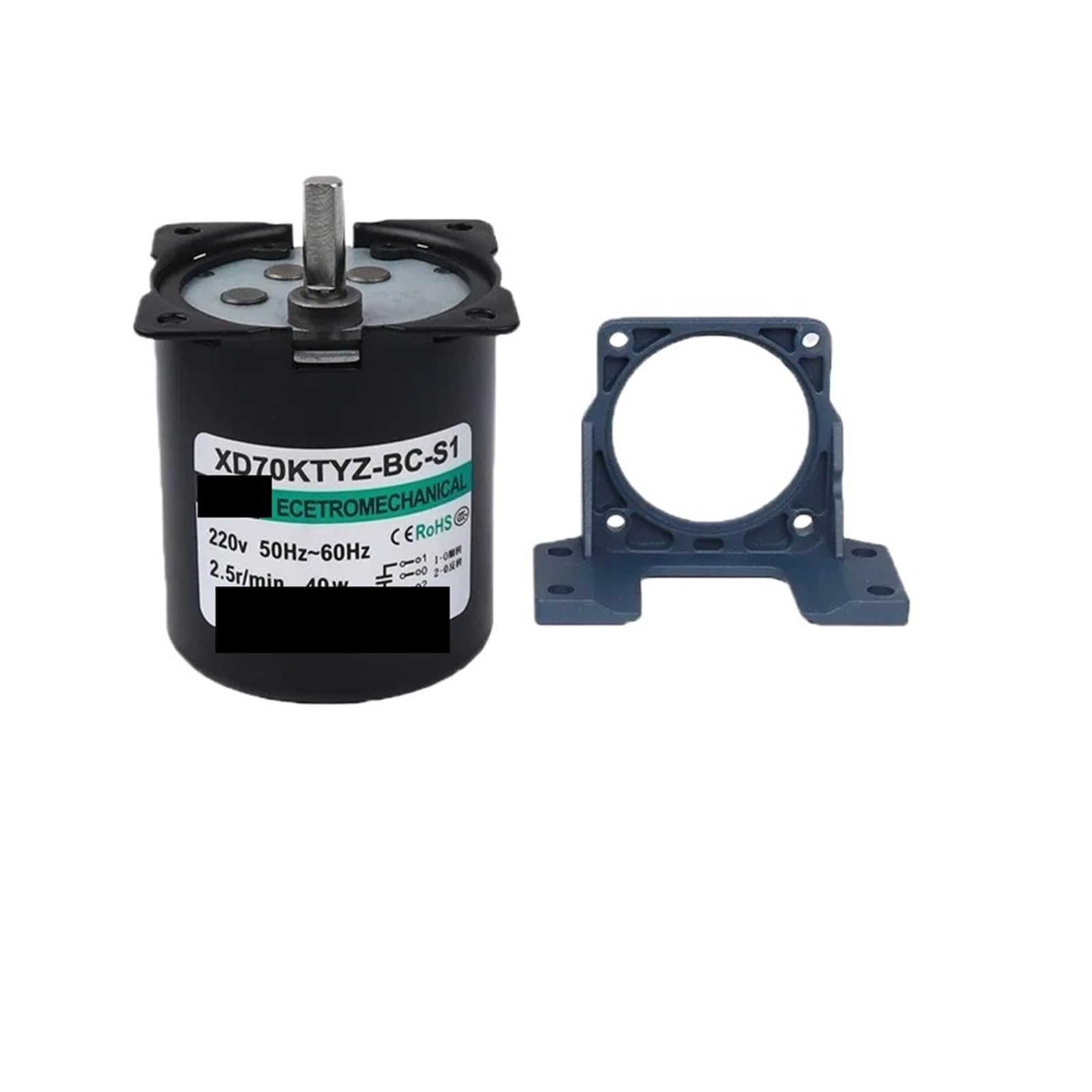 MUYTQAERG Synchronous Motor Model 70KTYZ Eccentric Axis AC + Bracket 220V 40W 2.5rpm -110rpm Permanent Magnet(60rpm)