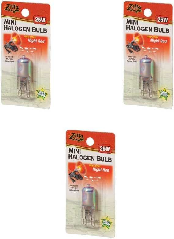 Mini Halogen 25w Red Basking & Night Time Bulb for Reptiles- 3 Bulb Value Pack