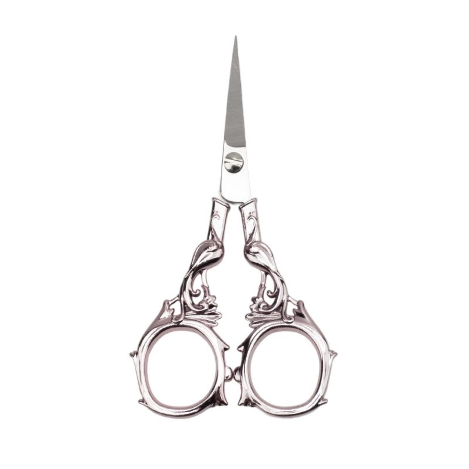 Jtqyfi Tea Golden Portable Antique Design Stainless Steel Craft Scissors Shears Cutting For Embroidery Thread And Home Decoration Vintage Engraved Embroidery Scissors