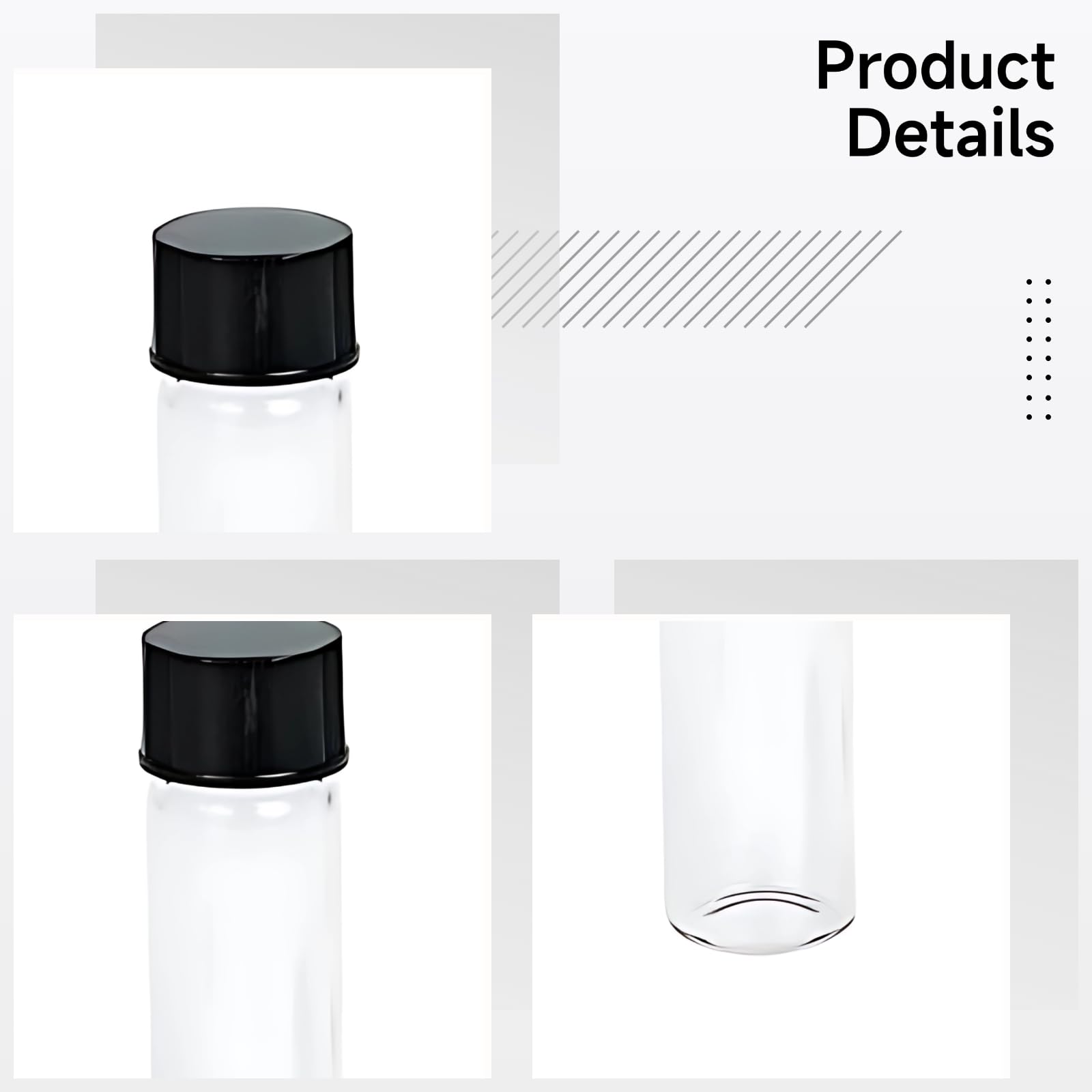 100 Stk. 4 ml Glasvials mit Schraubkappen, klares Borosilikatglas, Probenfläschchen 4,7 x 1,5 cm, kleine Fläschchen für Öle, Pulver und Flüssigkeiten, zur Aufbewahrung