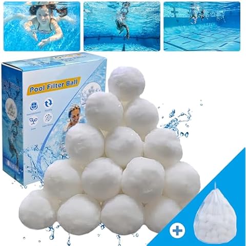 SXEIAV 1.5 lbs Pool Filter Ball for Sand Filter Pump for Above Ground Pool, Pool Filter Media Balls Instead of Sand, Reusable Eco-Friendly Fiber Filter Media Ball (White) Cover