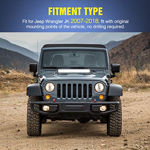 Image of Nilight 2PCS Hood Mounting Brackets for 20 inch LED Light Bar on Jeep Wrangler JK 2007-2017, 2 Years Warranty (90040B), Black