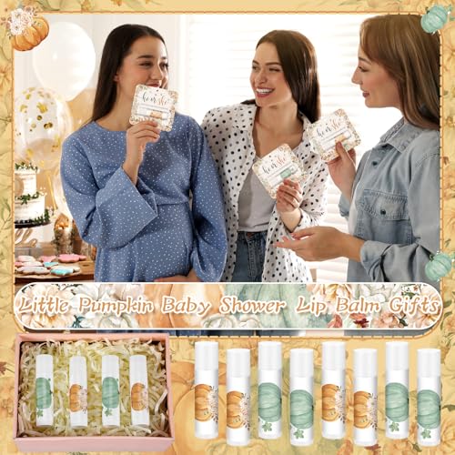 Image of 24 Pcs Fall Pumpkin Theme Lip Balm Bulk He or She Pumpkin Lip Moisturizer Care Baby Shower Party Favors for Guest Gift Set Travel Size Lipstick Gender Reveal Decoration Autumn Thanksgiving
