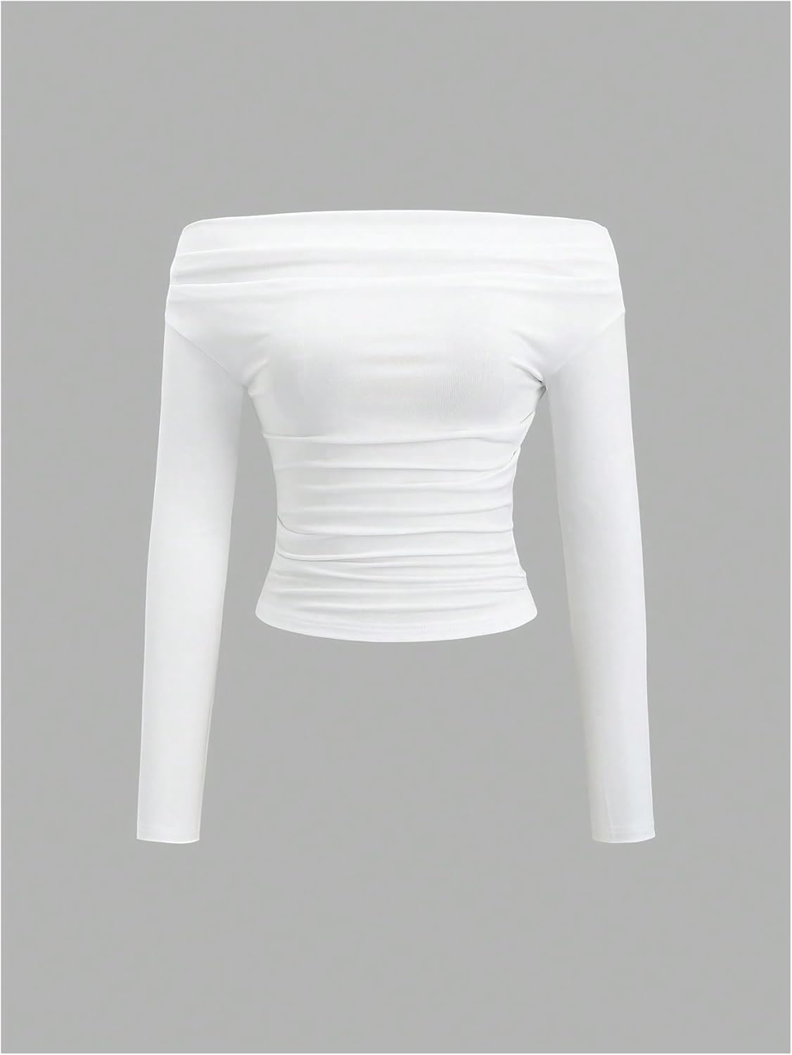 WDIRARA Women's 3 Pack Off Shoulder T-Shirts Long Sleeve Ruched Tee Shirts Slim Fit Tops - Image 4