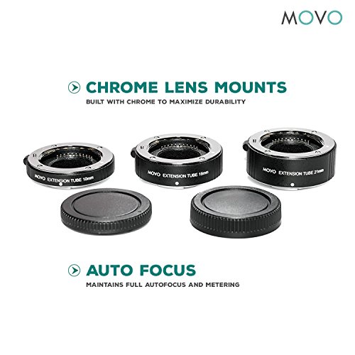 Movo Mt-Fj47 3-Piece Af Chrome Macro Extension Tube Set For Fujifilm X-Series Mirrorless Cameras Including X-E3, X-E2S, X-A10, X-A3, X-Pro2, X-T20, X-T2, X-T10, & X-T1 #TOP2