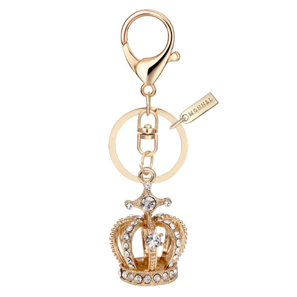MonnelBling Crystal 3D Crown Design Keychain Key Ring with Pouch Bag MZ849-1