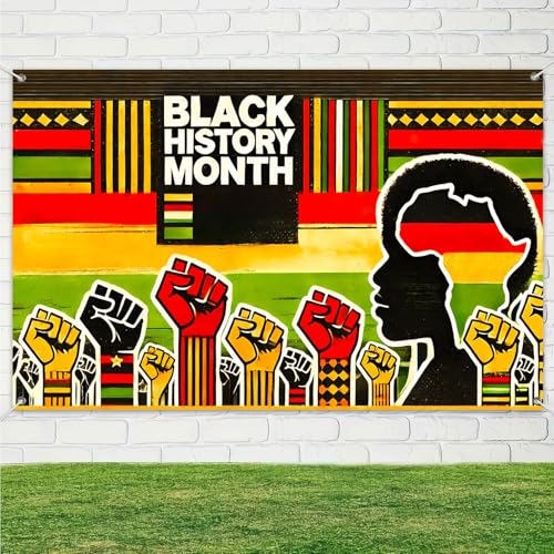 HOMETITUTE Black History Month Banner 71 * 43 Inches Black History Month Decor African American Unity Art Backdrop Celebration Classroom Community Decoration for Events and Programs - Thumbnail 4