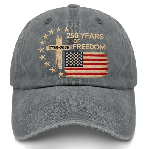 250th Anniversary American Patriotic Embroidered Hat 1776-2026 US Flag Cap Independence Day Adjustable Baseball Cap Freedom US Pride Gift for Men Women
