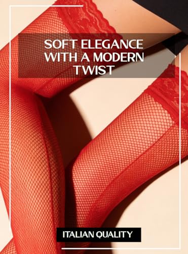 Image of Mila Marutti Fishnet Thigh High Stockings for Women with Lace Top | Fish Net Stockings Lingerie | Colored Fishnets