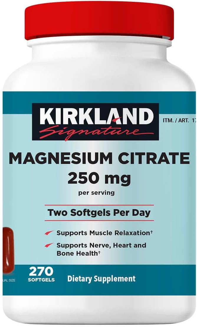 Kirkland Signature Magnesium Citrate 250mg Softgels (270 Count) (2 Pack)