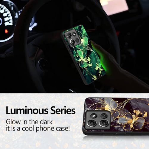 YOVIAKK for Moto G Power 5G 2025 Case,Cute Flower Slim Fit [Glow in The Dark] Hybrid Hard PC Soft TPU Shockproof Drop Protective,Aesthetic Phone Case for Motorola G Power 5G 2025丨Black Gold Marble - image 2