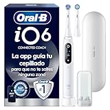 Oral-B iO 6N Cepillo de Dientes Eléctrico Blanco con Mango Recargable, 2 Cabezales y Estuche de Viaje, 5 Modos De Cepillado Con Blanqueamiento Dental, Sensor De Presión, Diseñado por Braun